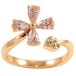 Кольцо Xuping Позолота 18K Розовый кристальный цветок с сердечком фото №1 Кольцо Xuping Позолота 18K Розовый кристальный цветок с сердечком фото №1