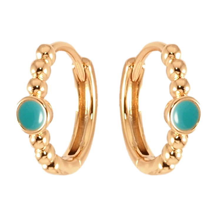 Сережки Xuping Позолота 18K колечка Візерунок із кульок і колечка блакитної емалі фото №10