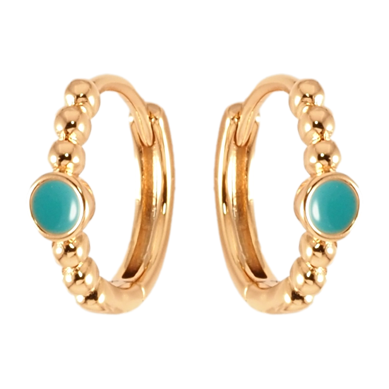 Серьги Xuping Позолота 18K колечки Узор из шариков и колечка голубой эмали фото №1