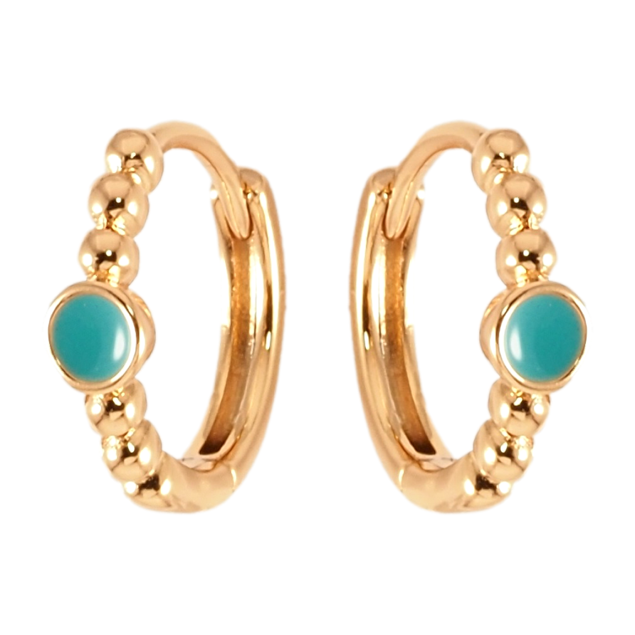 Сережки Xuping Позолота 18K колечка Візерунок із кульок і колечка блакитної емалі фото №1 Сережки Xuping Позолота 18K колечка Візерунок із кульок і колечка блакитної емалі фото №1