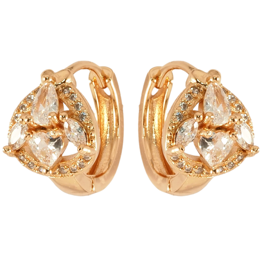 Сережки Xuping Позолота 18K колечка Інкрустація цирконієм фото №1 Сережки Xuping Позолота 18K колечка Інкрустація цирконієм фото №1