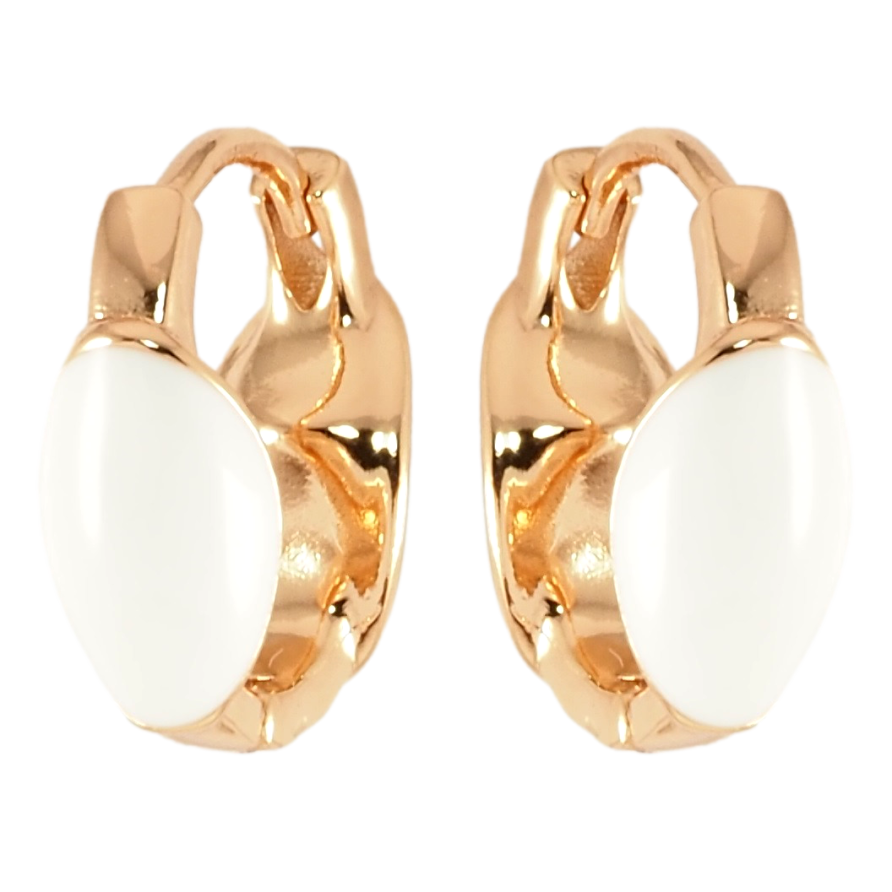 Сережки Xuping Позолота 18K колечка Візерунок білою емаллю фото №1 Сережки Xuping Позолота 18K колечка Візерунок білою емаллю фото №1