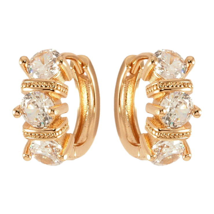 Серьги Xuping Позолота 18K колечки Три фианита фото №25 Серьги Xuping Позолота 18K колечки Три фианита фото №25