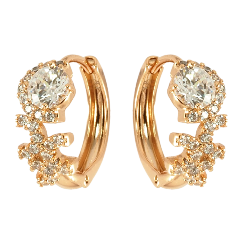Сережки Xuping Позолота 18K колечка Інкрустація цирконієм фото №1