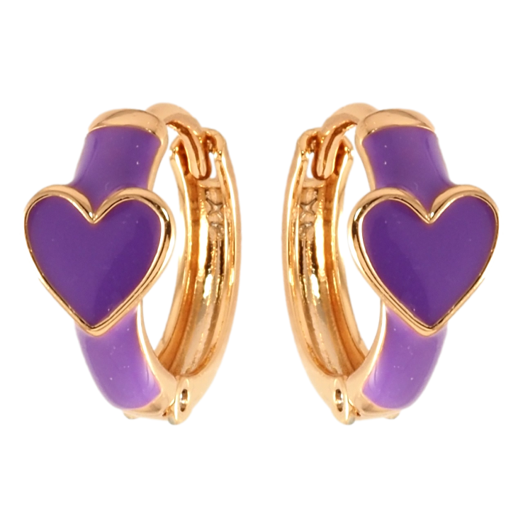 Сережки Xuping Позолота 18K колечка Сердечко з бузковою емаллю фото №16 Сережки Xuping Позолота 18K колечка Сердечко з бузковою емаллю фото №16