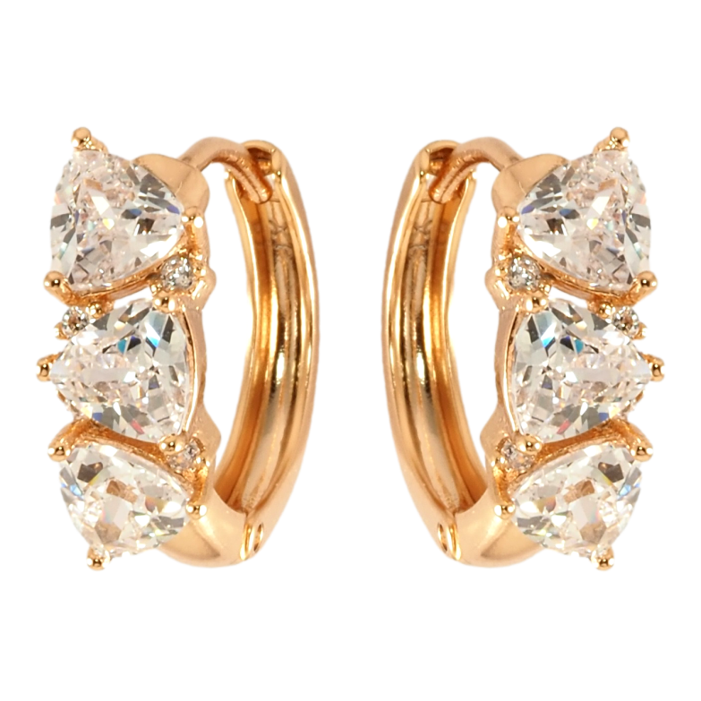 Сережки Xuping Позолота 18K колечка Три кристали фото №1 Сережки Xuping Позолота 18K колечка Три кристали фото №1