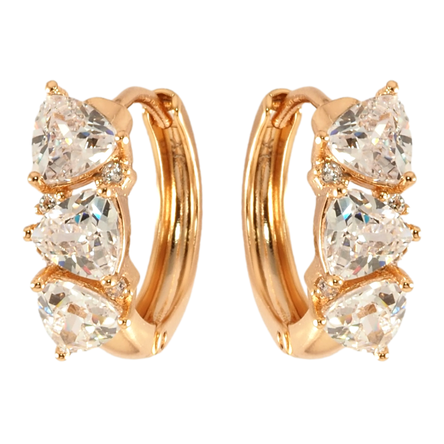 Серьги Xuping Позолота 18K колечки Три кристалла фото №1 Серьги Xuping Позолота 18K колечки Три кристалла фото №1