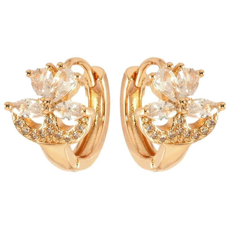 Серьги Xuping Позолота 18K колечки Кристальные цветочки фото №7