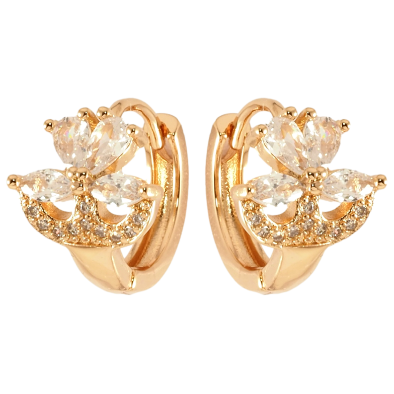 Сережки Xuping Позолота 18K колечка Кришталеві квіточки фото №1 Сережки Xuping Позолота 18K колечка Кришталеві квіточки фото №1