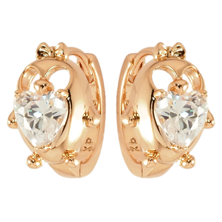 Серьги Xuping Позолота 18K колечки Пингвины с кристальными сердечками фото №6