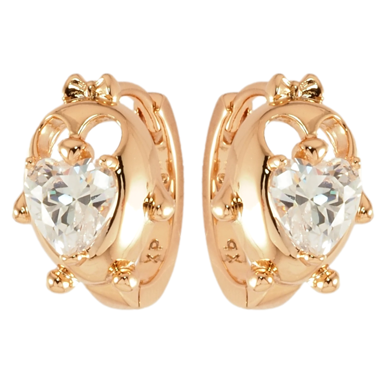 Серьги Xuping Позолота 18K колечки Пингвины с кристальными сердечками фото №1