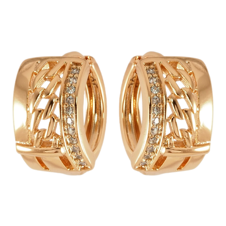 Сережки Xuping Позолота 18K колечка Візерунок ланцюжок з доріжкою цирконію фото №3