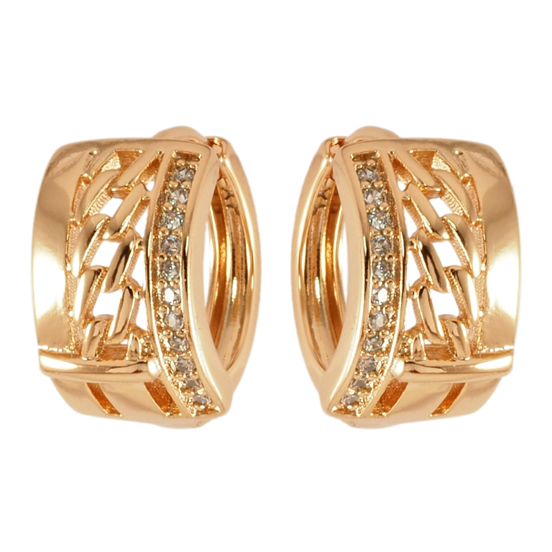 Сережки Xuping Позолота 18K колечка Візерунок ланцюжок з доріжкою цирконію фото №1