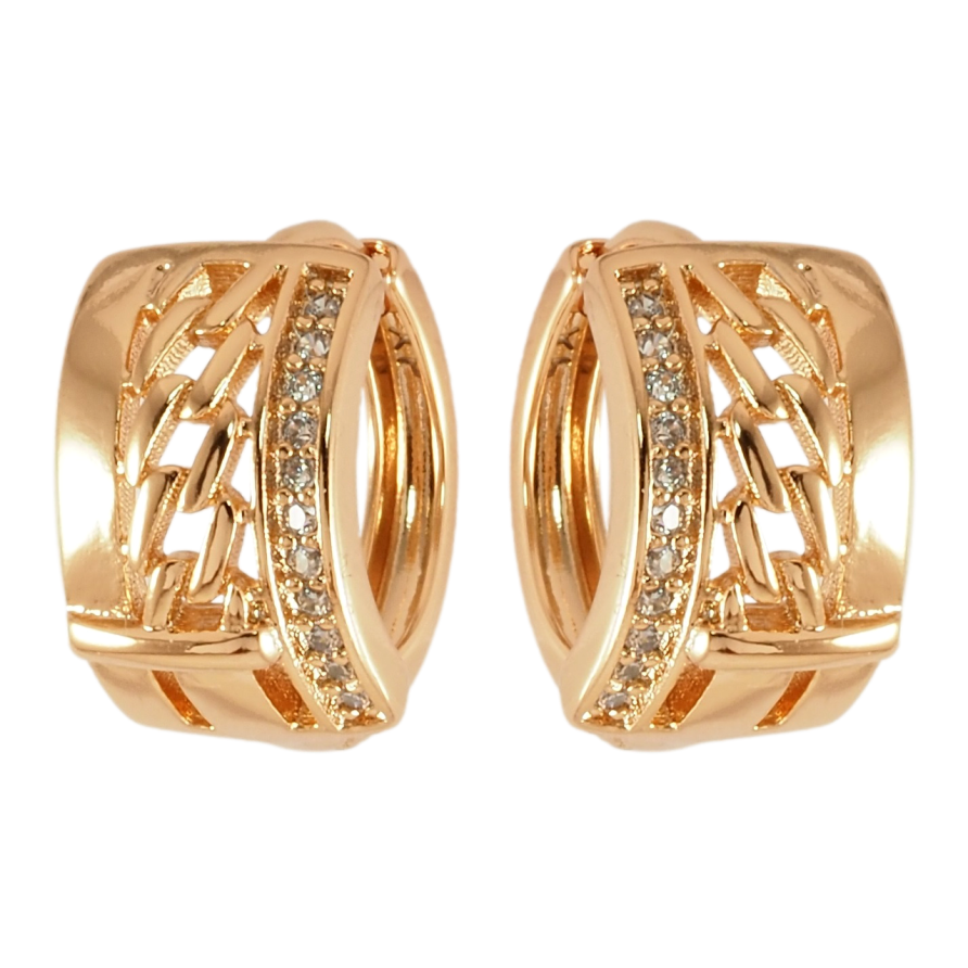 Сережки Xuping Позолота 18K колечка Візерунок ланцюжок з доріжкою цирконію фото №1