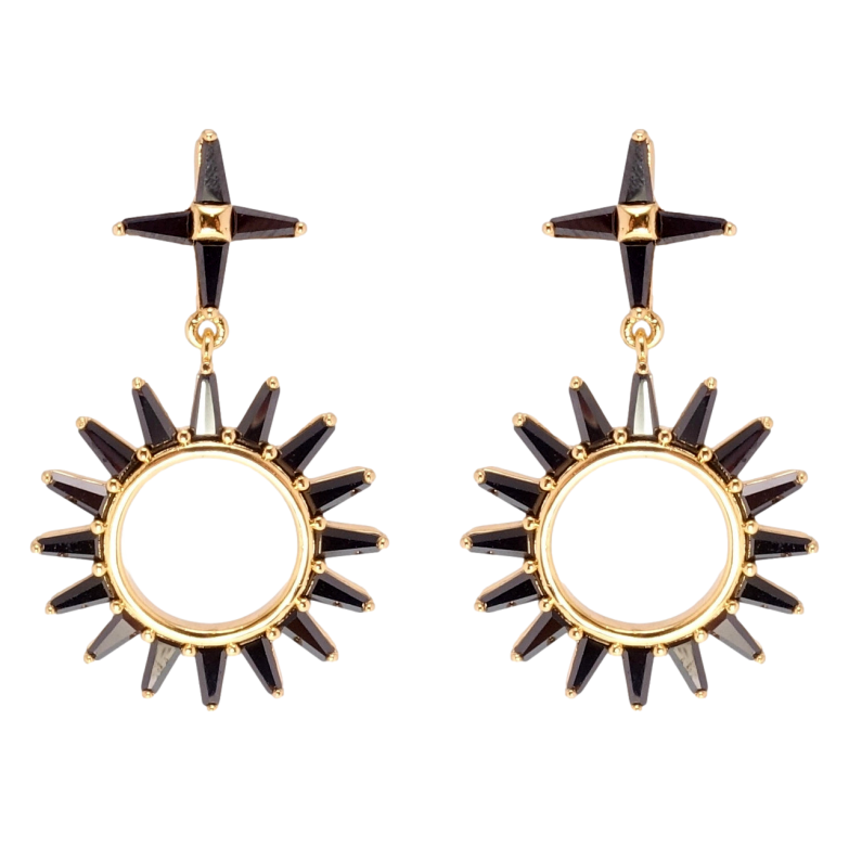 Сережки Xuping Позолота 18K пусети Декоративні підвіски з чорним цирконієм фото №1