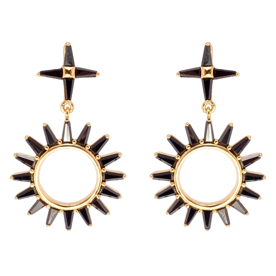 Серьги Xuping Позолота 18K пусеты Декоративные подвески с черным цирконием фото №1