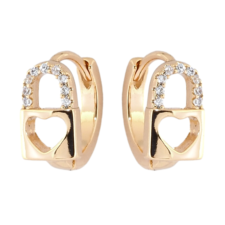 Сережки Xuping Позолота 18K колечка Замочки з сердечками фото №11 Сережки Xuping Позолота 18K колечка Замочки з сердечками фото №11