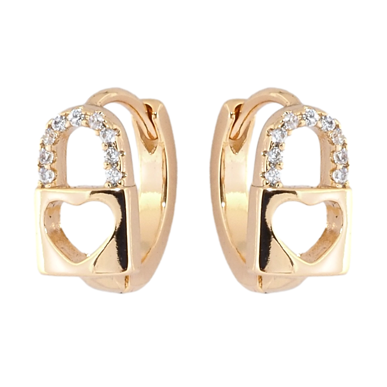Сережки Xuping Позолота 18K колечка Замочки з сердечками фото №1