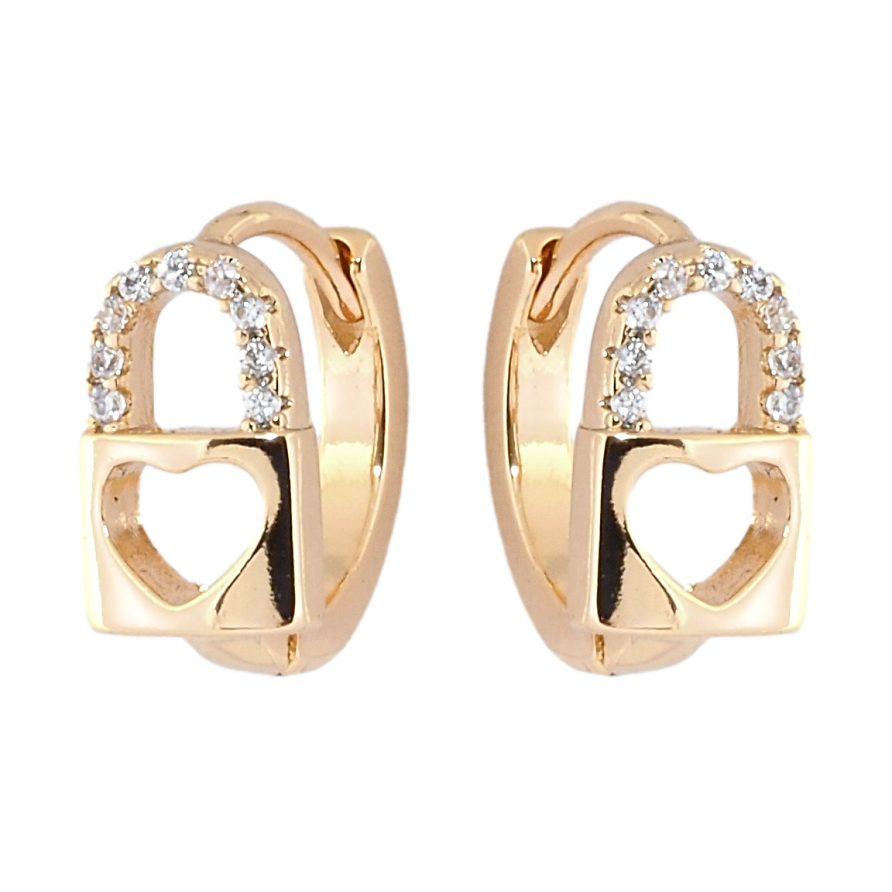 Сережки Xuping Позолота 18K колечка Замочки з сердечками фото №1