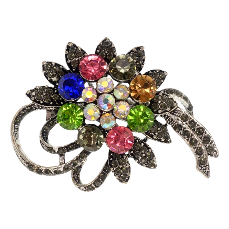 Брошь Цветочная композиция со стразами фото №1