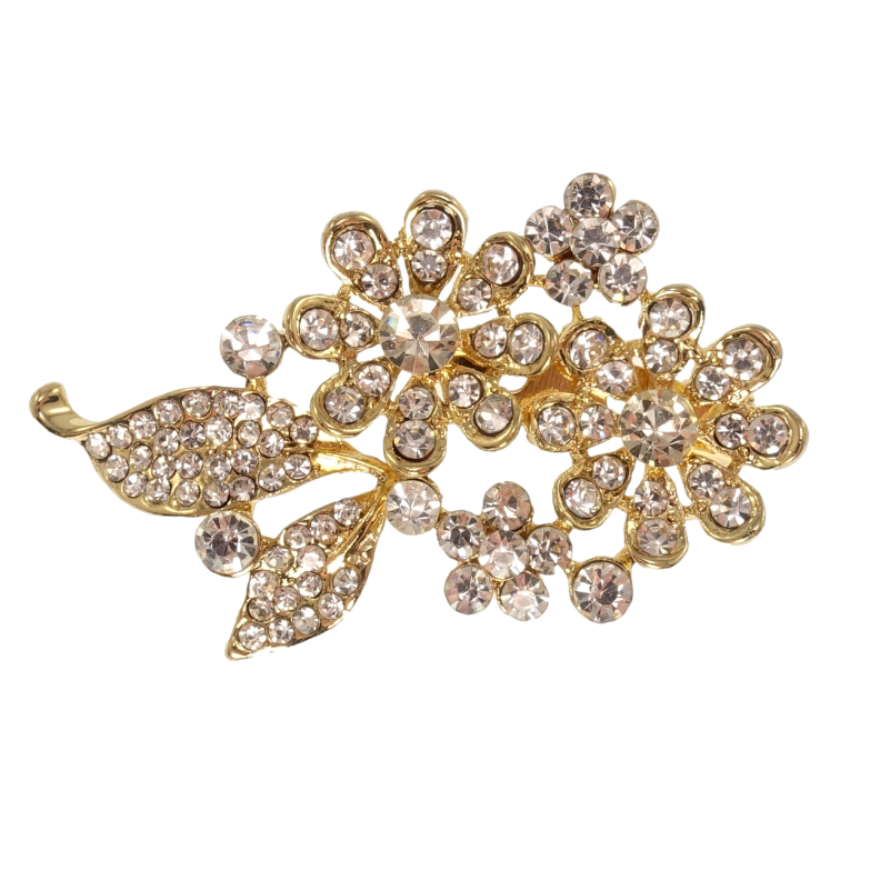 Брошь Цветочная композиция со стразами фото №1