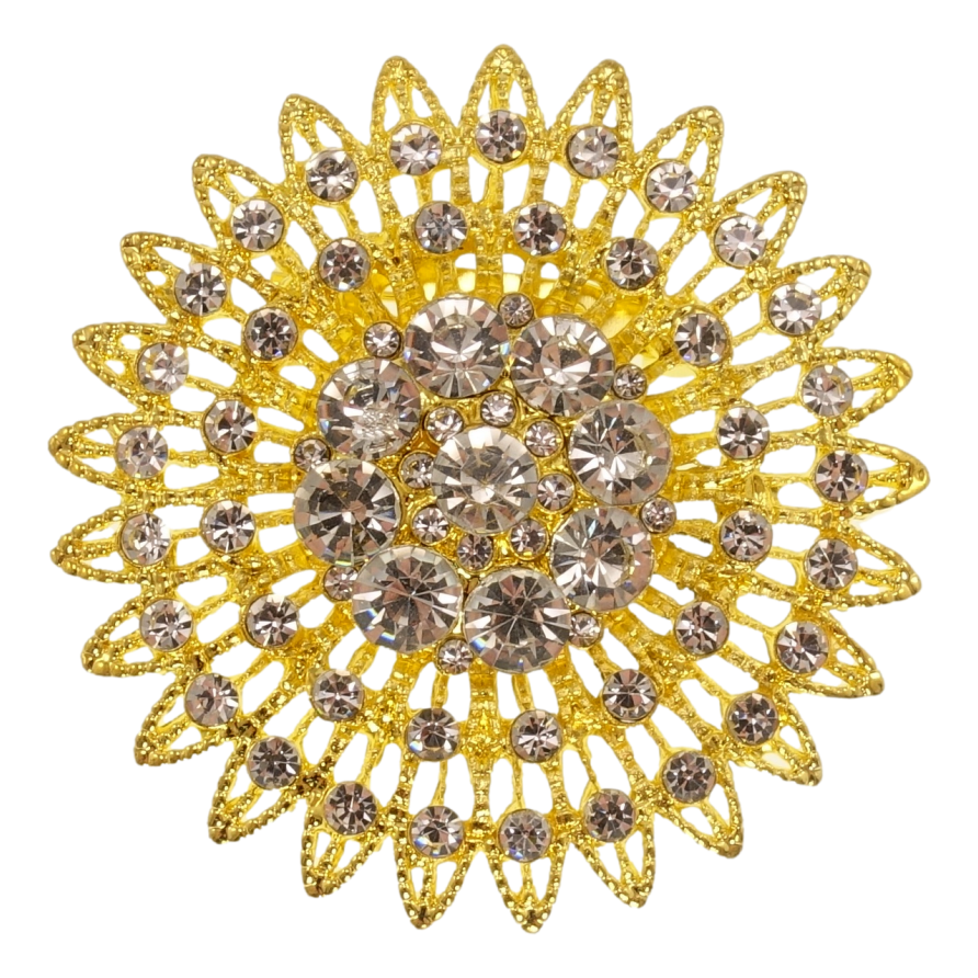 Брошь Подсолнух с стразами фото №1 Брошь Подсолнух с стразами фото №1