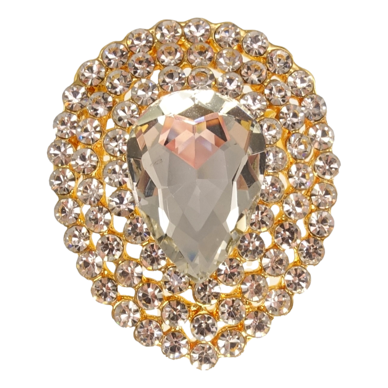 Брошь Овальная с белыми стразами фото №1 Брошь Овальная с белыми стразами фото №1