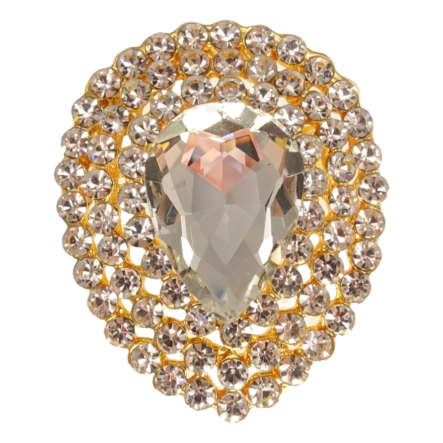 Брошь Овальная с белыми стразами фото №1 Брошь Овальная с белыми стразами фото №1