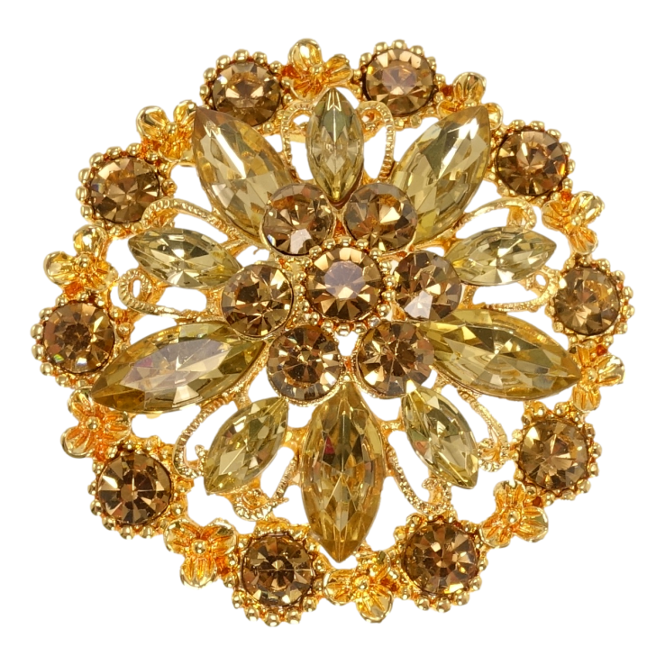 Брошь Снежинка с золотыми стразами фото №13