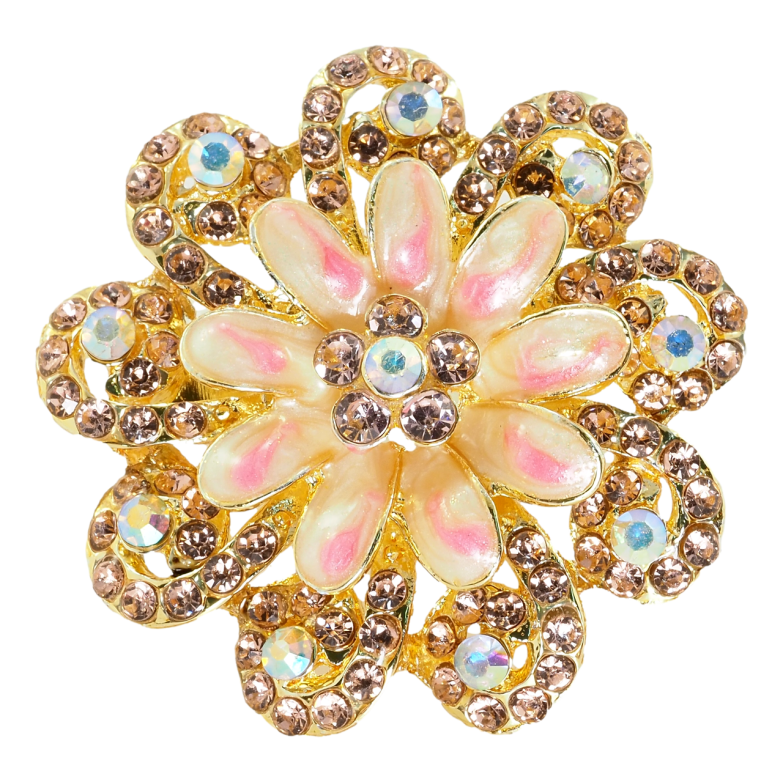 Брошь Цветок с покрытием эмалью и розовыми стразами фото №1 Брошь Цветок с покрытием эмалью и розовыми стразами фото №1
