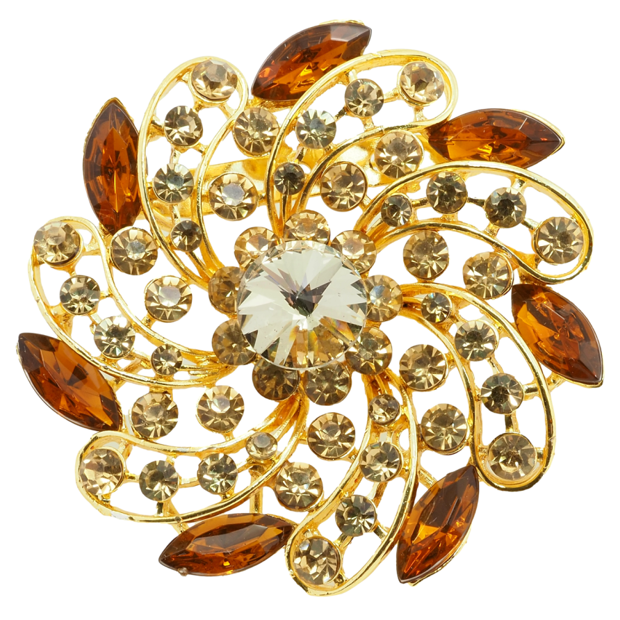 Брошь Цветок с коричневыми стразами фото №1 Брошь Цветок с коричневыми стразами фото №1