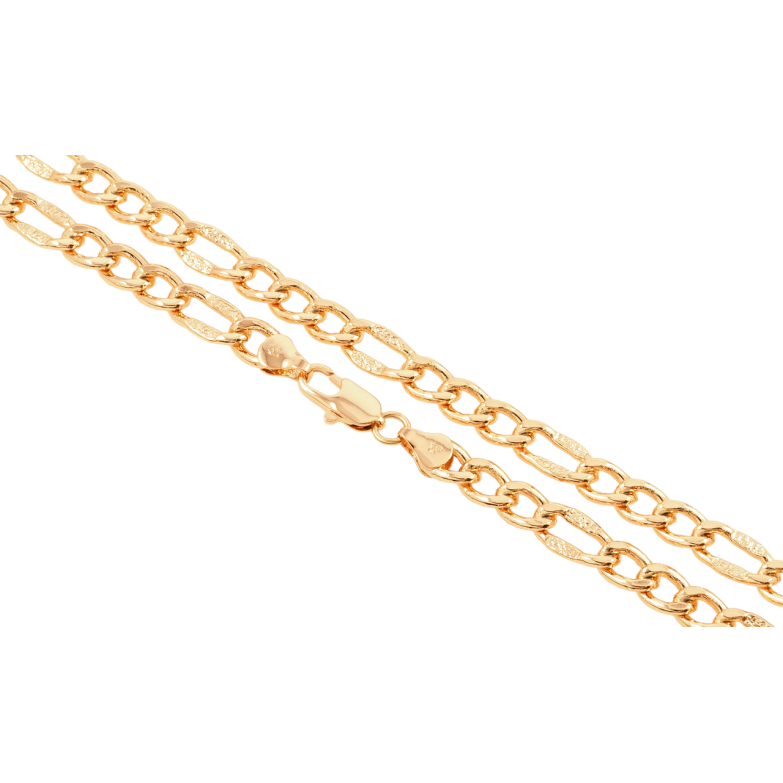 Цепочка Xuping Позолота 18K Плетение Фигаро с узором длина 49см х 6-7мм фото №1