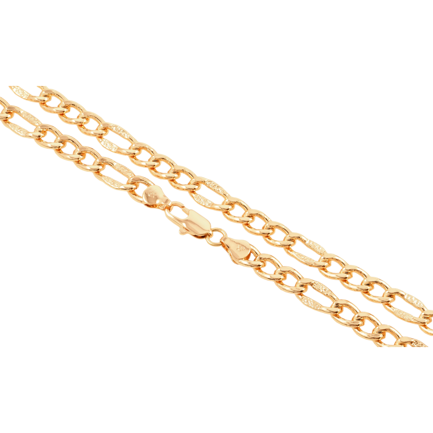 Цепочка Xuping Позолота 18K Плетение Фигаро с узором длина 49см х 6-7мм фото №1