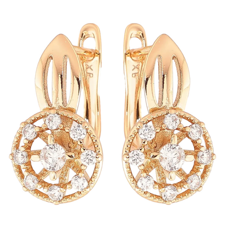 Серьги Xuping Позолота 18K английский замок Узор с цирконием фото №12 Серьги Xuping Позолота 18K английский замок Узор с цирконием фото №12