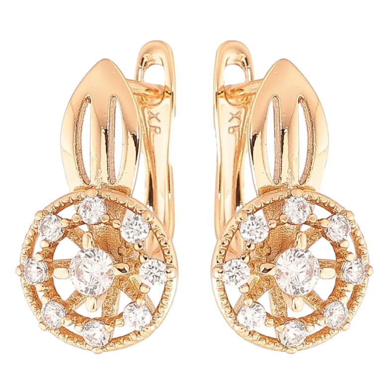 Сережки Xuping Позолота 18K англійський замок Візерунок з цирконієм фото №1 Сережки Xuping Позолота 18K англійський замок Візерунок з цирконієм фото №1