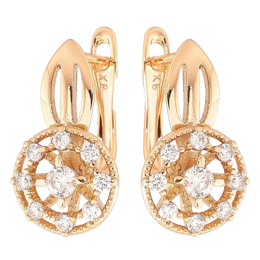 Серьги Xuping Позолота 18K английский замок Узор с цирконием фото №1