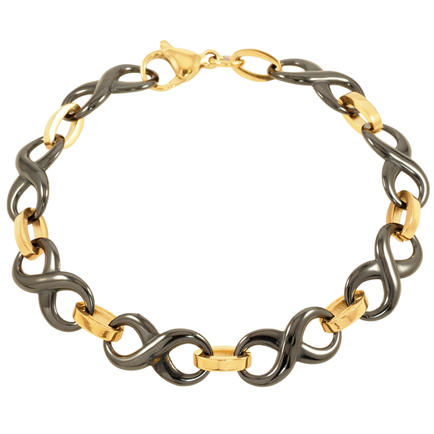 Браслет Xuping ТТМ Stainless Steel цвет 14К Бесконечность белая керамика размер 21см х 10мм фото №1