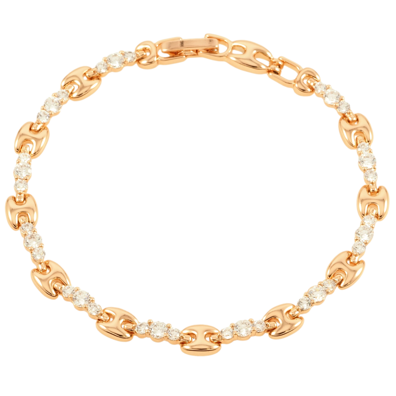 Браслет Xuping Позолота 18K Доріжка цирконію з декоративними вставками розмір 18.5см х 3-5мм фото №2 Браслет Xuping Позолота 18K Доріжка цирконію з декоративними вставками розмір 18.5см х 3-5мм фото №2