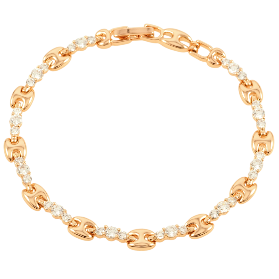 Браслет Xuping Позолота 18K Доріжка цирконію з декоративними вставками розмір 18.5см х 3-5мм фото №1 Браслет Xuping Позолота 18K Доріжка цирконію з декоративними вставками розмір 18.5см х 3-5мм фото №1