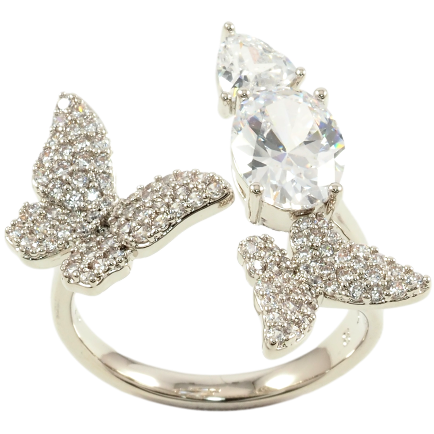 Кольцо Xuping Родий Бабочки с кристаллами фото №1