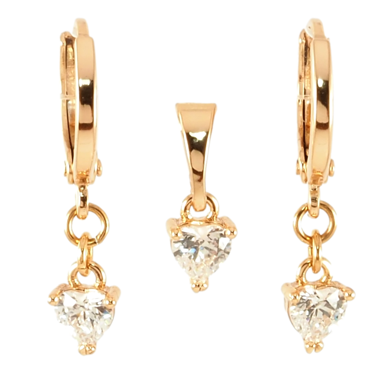 Набор Xuping Позолота 18K Серьги Кулон Кристальные сердечки 5х5мм фото №1