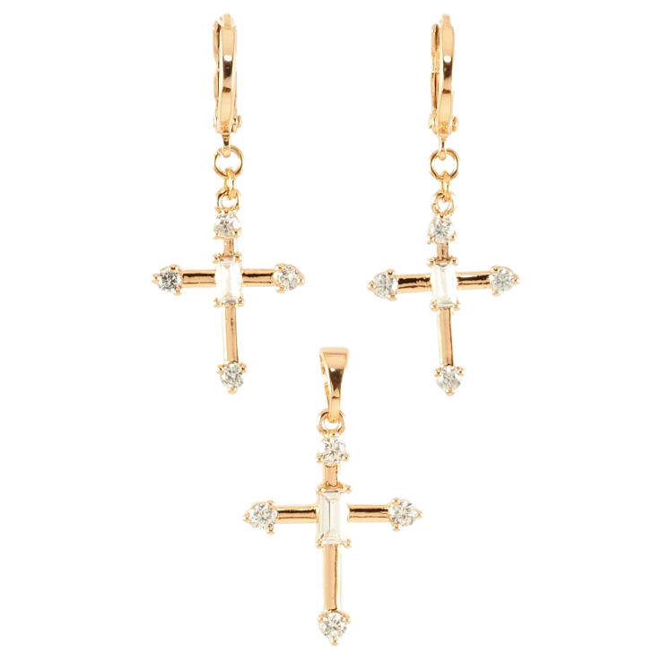 Набор Xuping Позолота 18K Серьги Кулон Крестики с цирконием фото №22