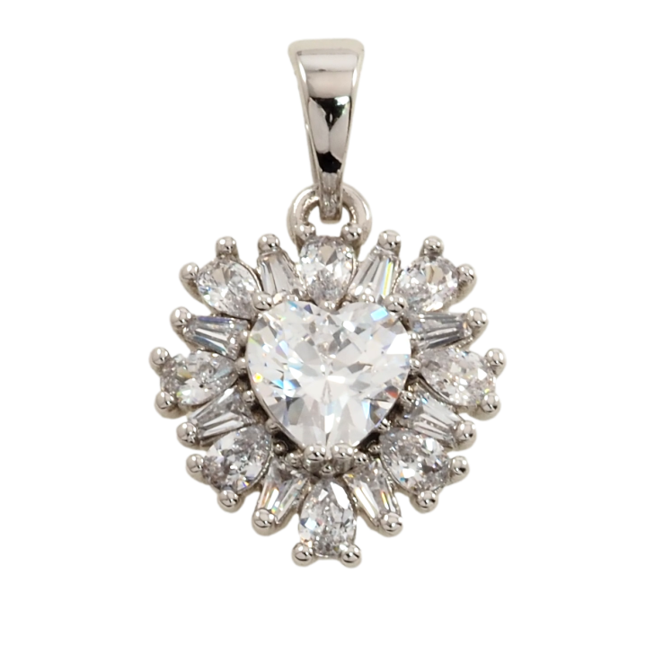 Кулон Xuping Родий Кристальное сердце для цепочки до 5мм фото №7