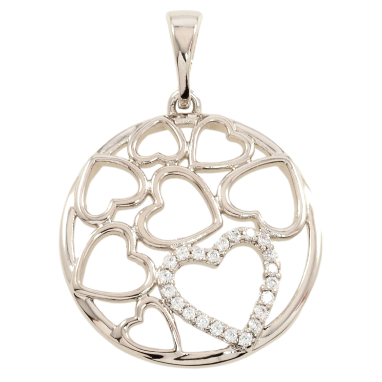 Кулон Xuping Родий Узор сердечки с цирконием для цепочки до 5мм фото №1