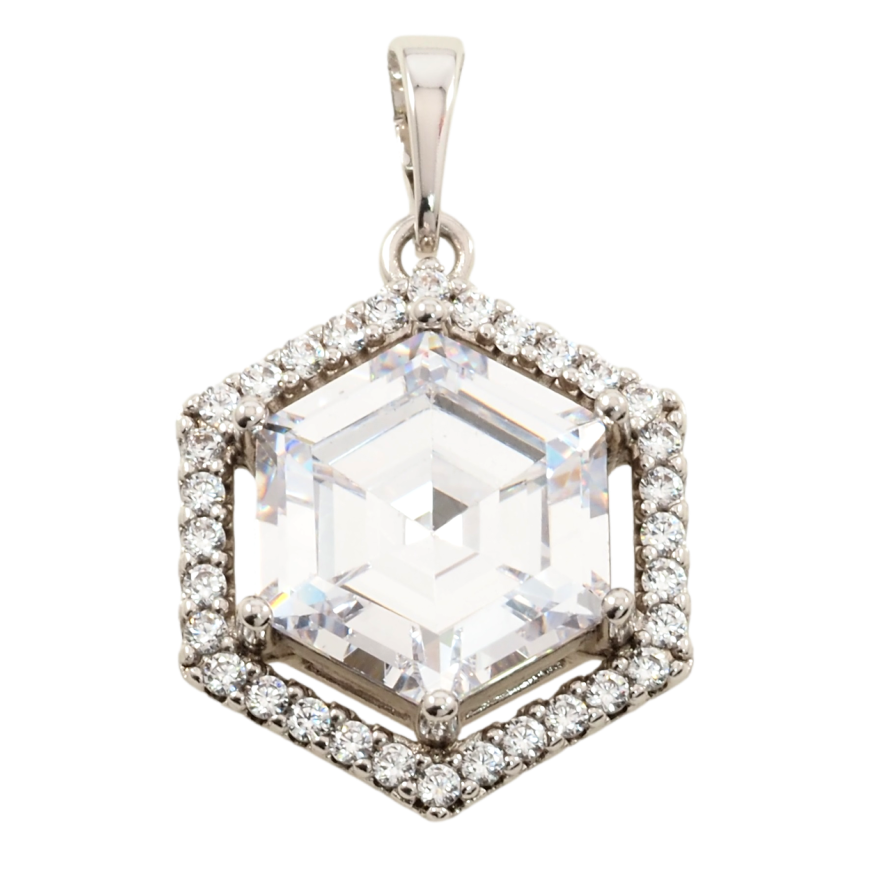 Кулон Xuping Родій Фіаніт в обрамленні цирконію для ланцюжка до 6мм фото №1 Кулон Xuping Родій Фіаніт в обрамленні цирконію для ланцюжка до 6мм фото №1