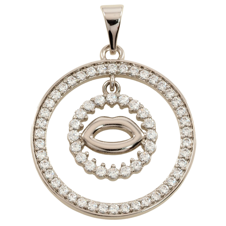 Кулон Xuping Родий Круги с цирконием и поцелуем для цепочки до 7мм фото №6