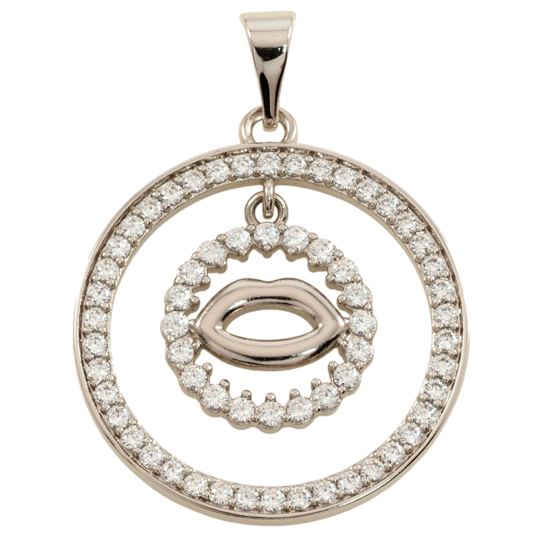 Кулон Xuping Родій Кола з цирконієм і поцілунком для ланцюжка до 7мм фото №1 Кулон Xuping Родій Кола з цирконієм і поцілунком для ланцюжка до 7мм фото №1