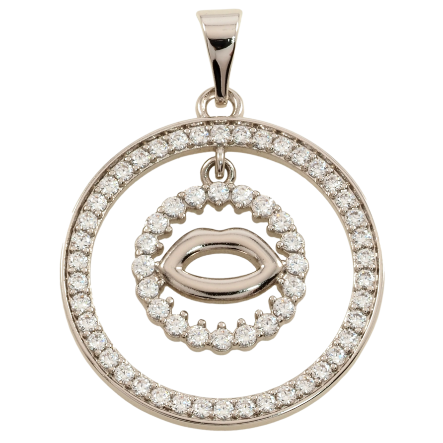 Кулон Xuping Родий Круги с цирконием и поцелуем для цепочки до 7мм фото №1 Кулон Xuping Родий Круги с цирконием и поцелуем для цепочки до 7мм фото №1