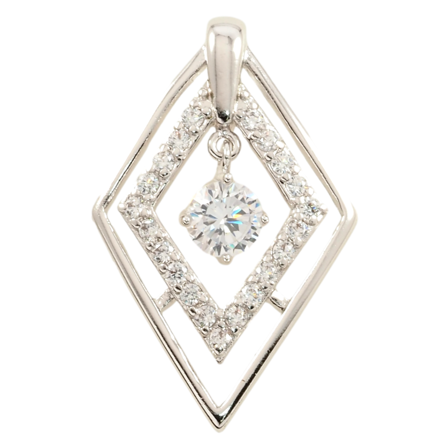 Кулон Xuping Родий Ромб с цирконием для цепочки до 3мм фото №1 Кулон Xuping Родий Ромб с цирконием для цепочки до 3мм фото №1