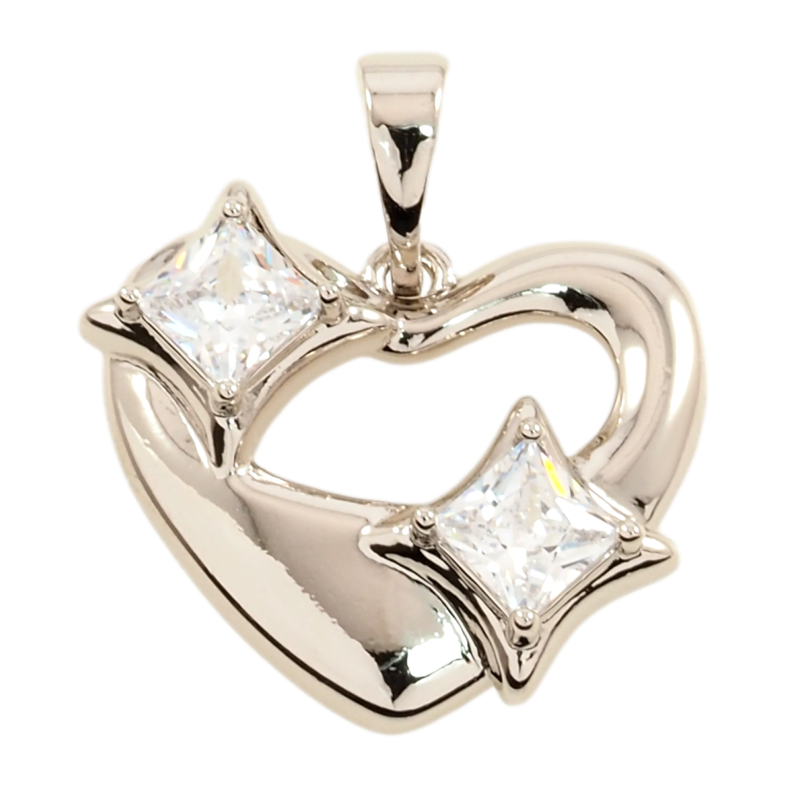 Кулон Xuping Родий Сердечко с фианитами для цепочки до 5мм фото №1 Кулон Xuping Родий Сердечко с фианитами для цепочки до 5мм фото №1